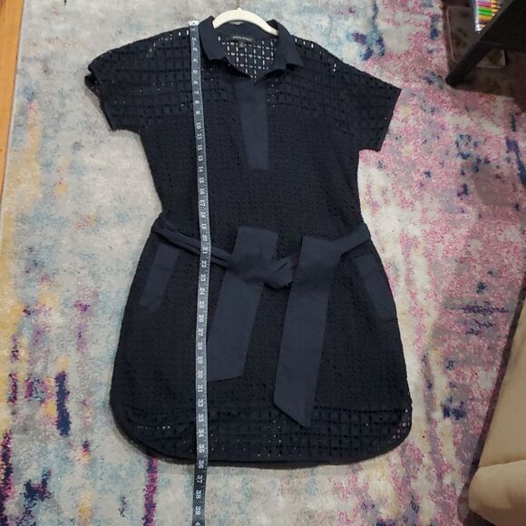 Banana Republic Lace Shirtdress with Belt in Black Size 12 - Picture 14 of 14